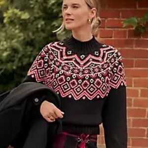 Ann Taylor Mock Neck Fair Isle Sweater